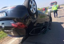 Accident rutier pe DN6! Un autoturism s-a răsturnat după ce a efectuat o depășire neregulamentara!