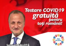 Samuel Calotă – candidat ProRomania pentru Camera Deputatilor: „Testare gratuită Covid-19 pentru toți românii!”