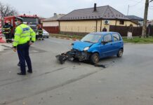 Accident la intersecția străzilor HCC și Cuza Vodă din Alexandria; o persoană a fost rănită