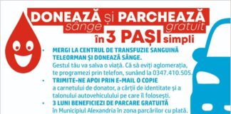La Alexandria, trei luni de parcare gratuită pentru donatorii de sânge