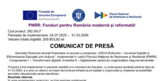 Asociația Roboclub face un pas important către digitalizare și educație modernă/Comunicat de presa
